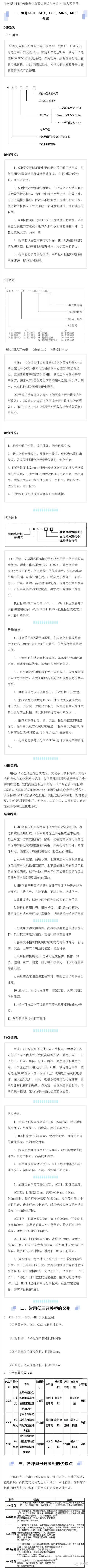 低電壓開關(guān)柜每個型號概述、用途、優(yōu)點和缺點