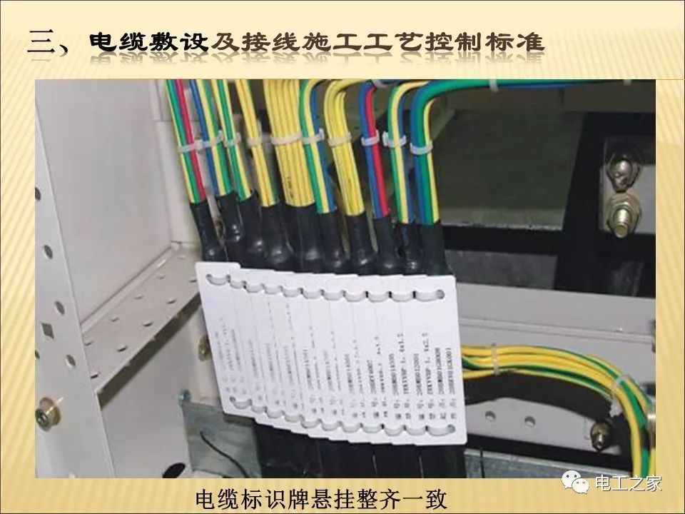 一條完成開關(guān)柜安裝，電纜橋架施工，電纜敷設(shè)及布線施工，照明配電箱施工